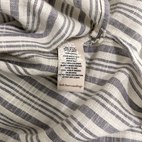 Soft Surroundings Blouse Womens M Embroidered Beaded Floral Striped Cotton Tunic - Picture 11 of 12